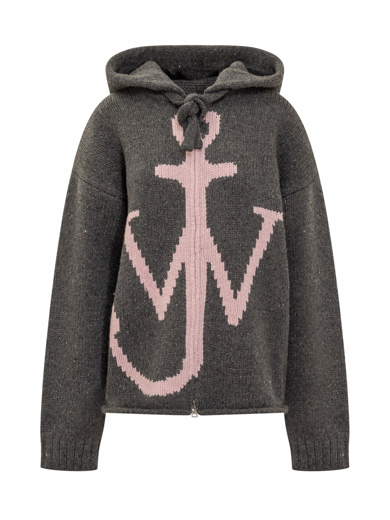Shop Jw Anderson Zipped Anchor Hoodie In Charcoal