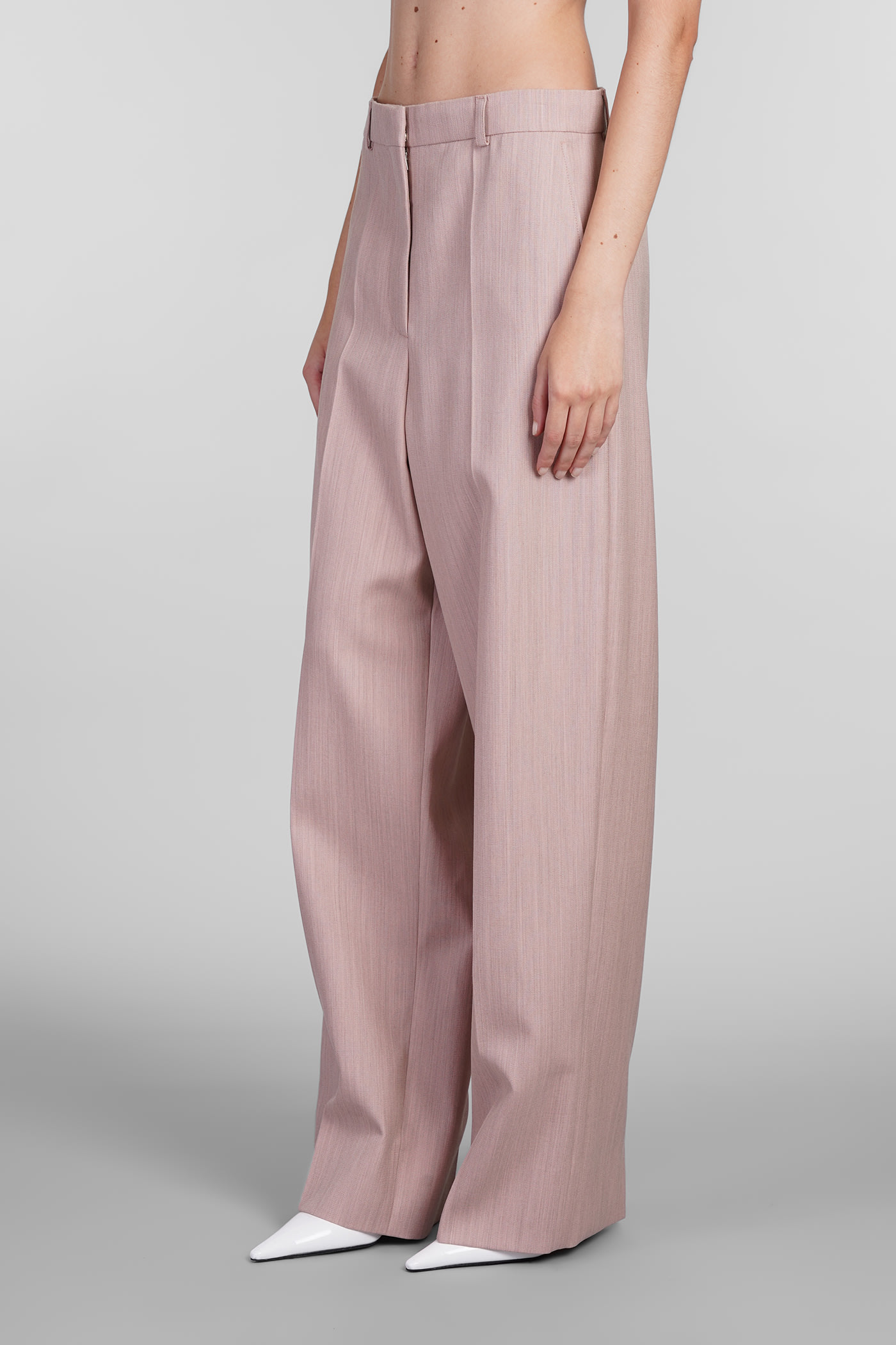 Shop Stella Mccartney Pants In Rose-pink Wool