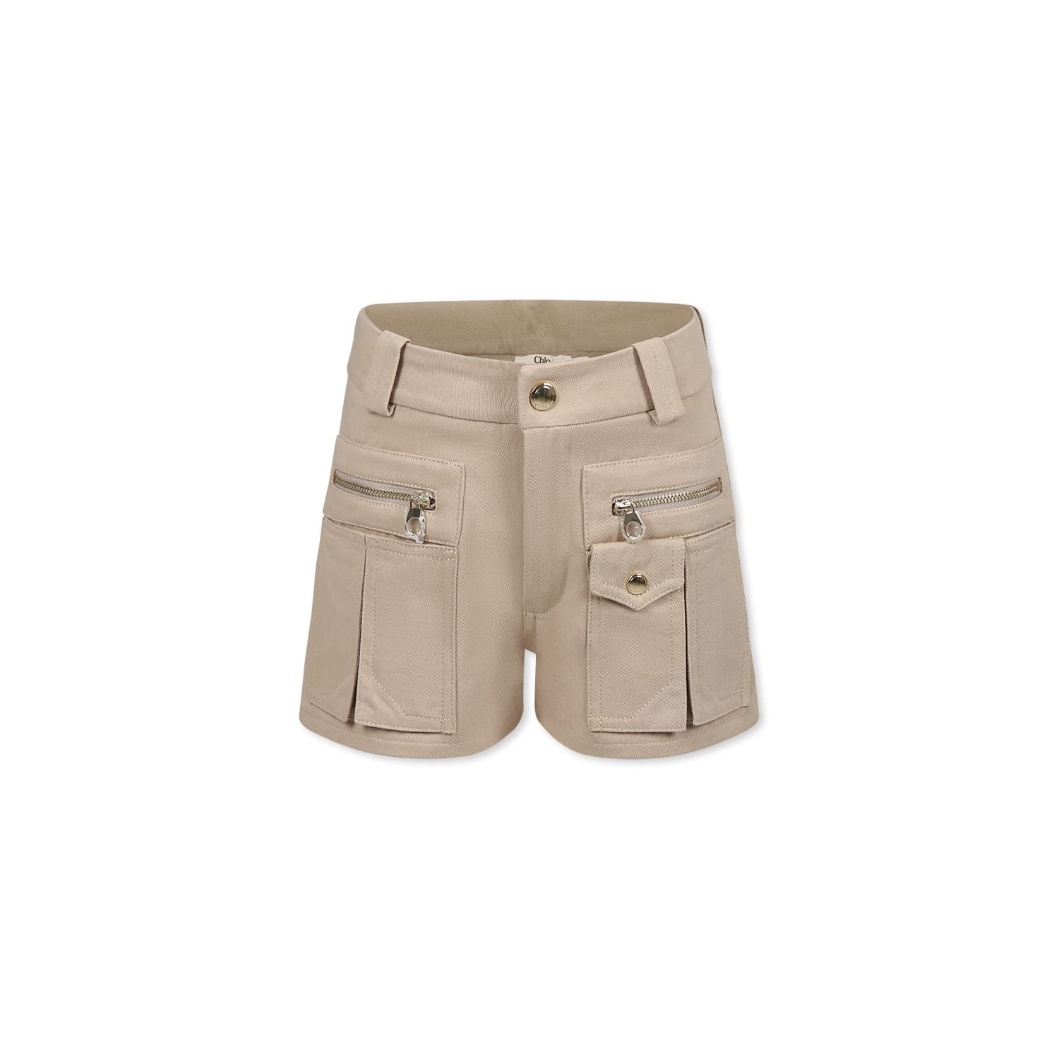 Chloé Organic Cotton Shorts In Beige