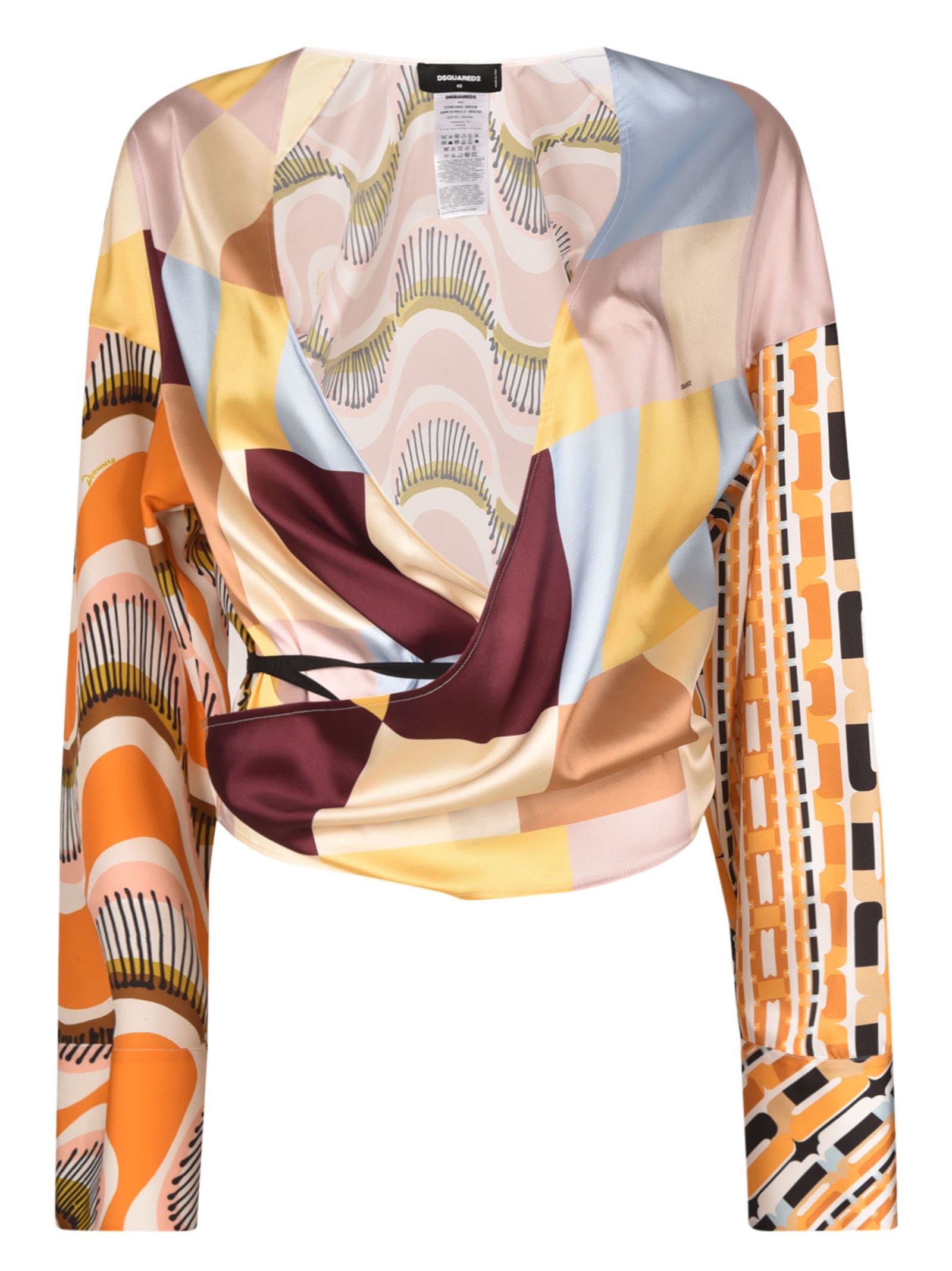 DSQUARED2 ABSTRACT WRAP BLOUSE
