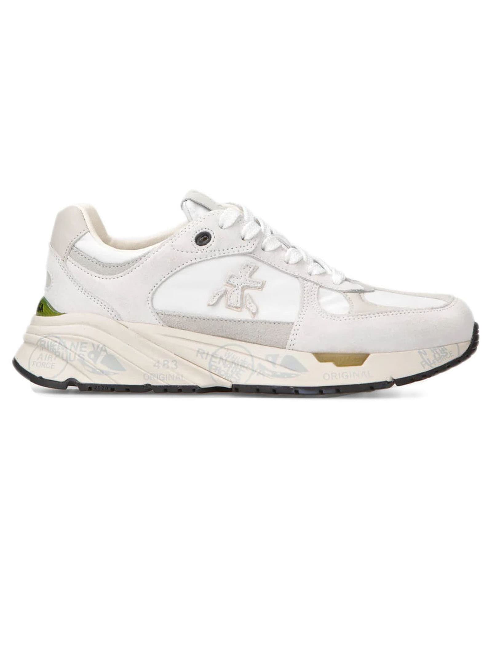 PREMIATA WHITE AND GREY MASE SNEAKERS 