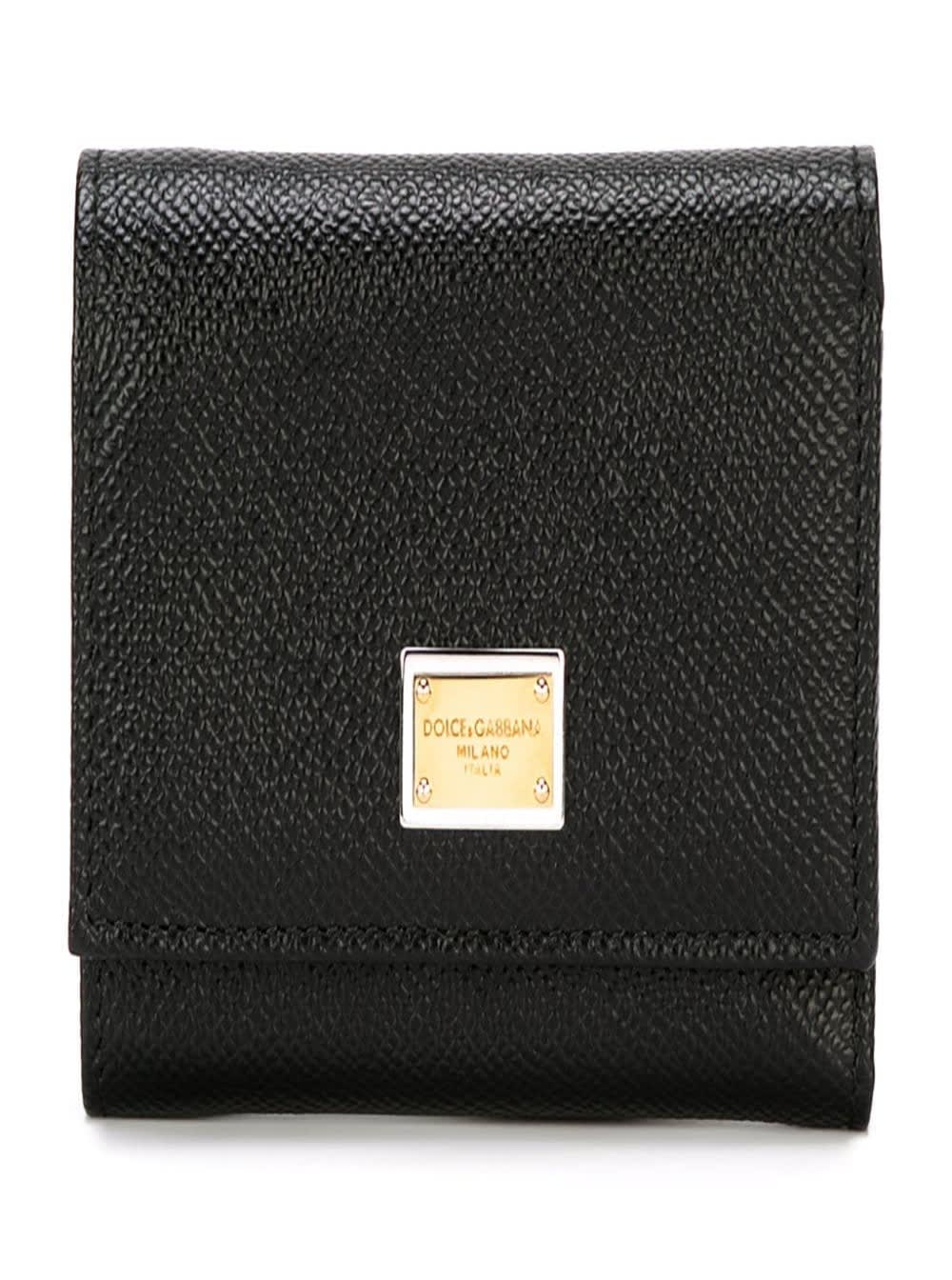 Shop Dolce & Gabbana Black Leather Bifold Wallet With Logo Plate
