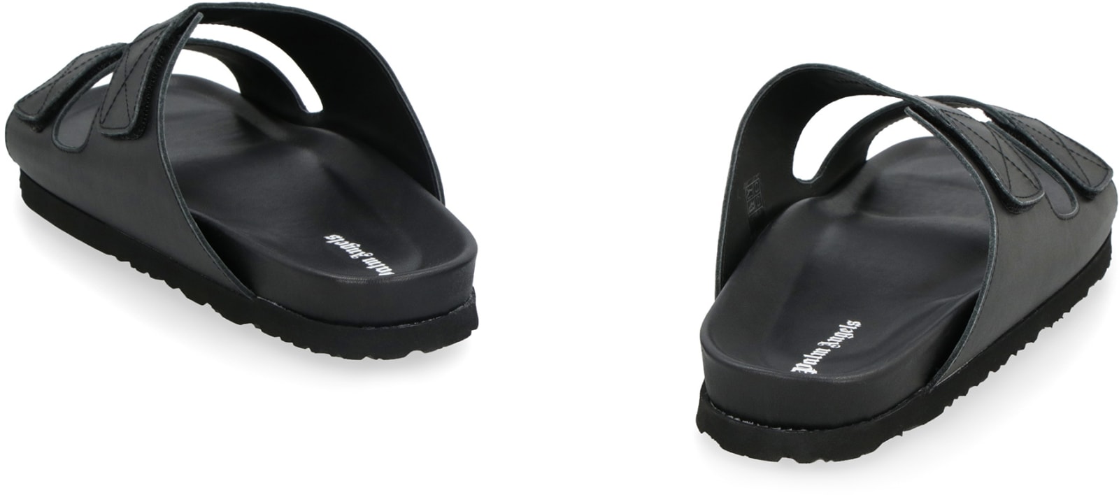 Palm Angels Logo Print Double Strap Sandals - Black