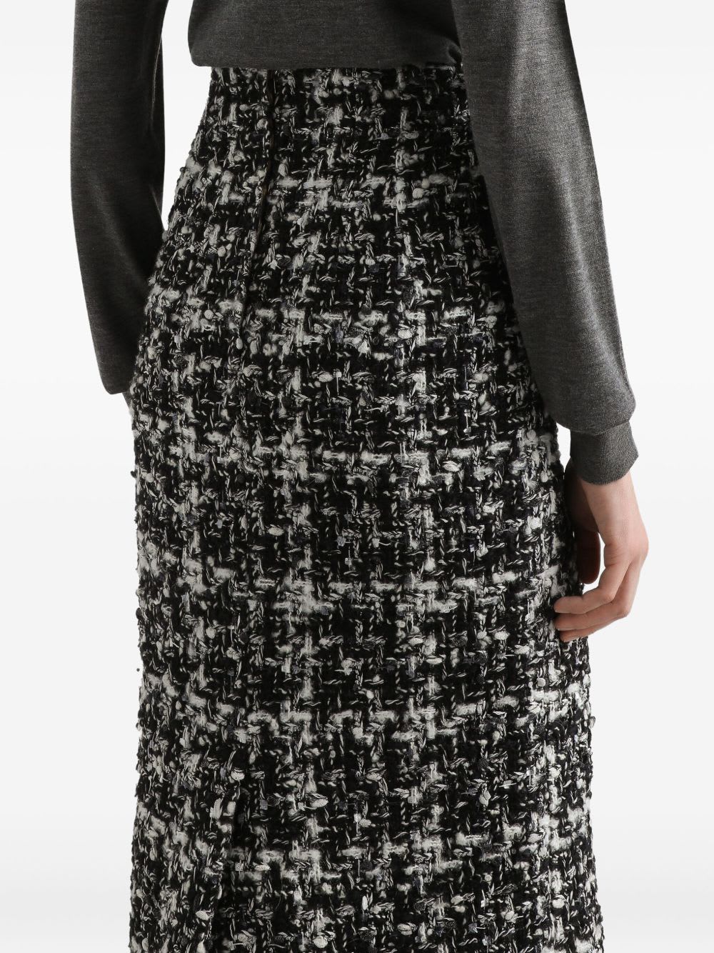 Dolce & Gabbana Wool Blend Midi Skirt In Gray