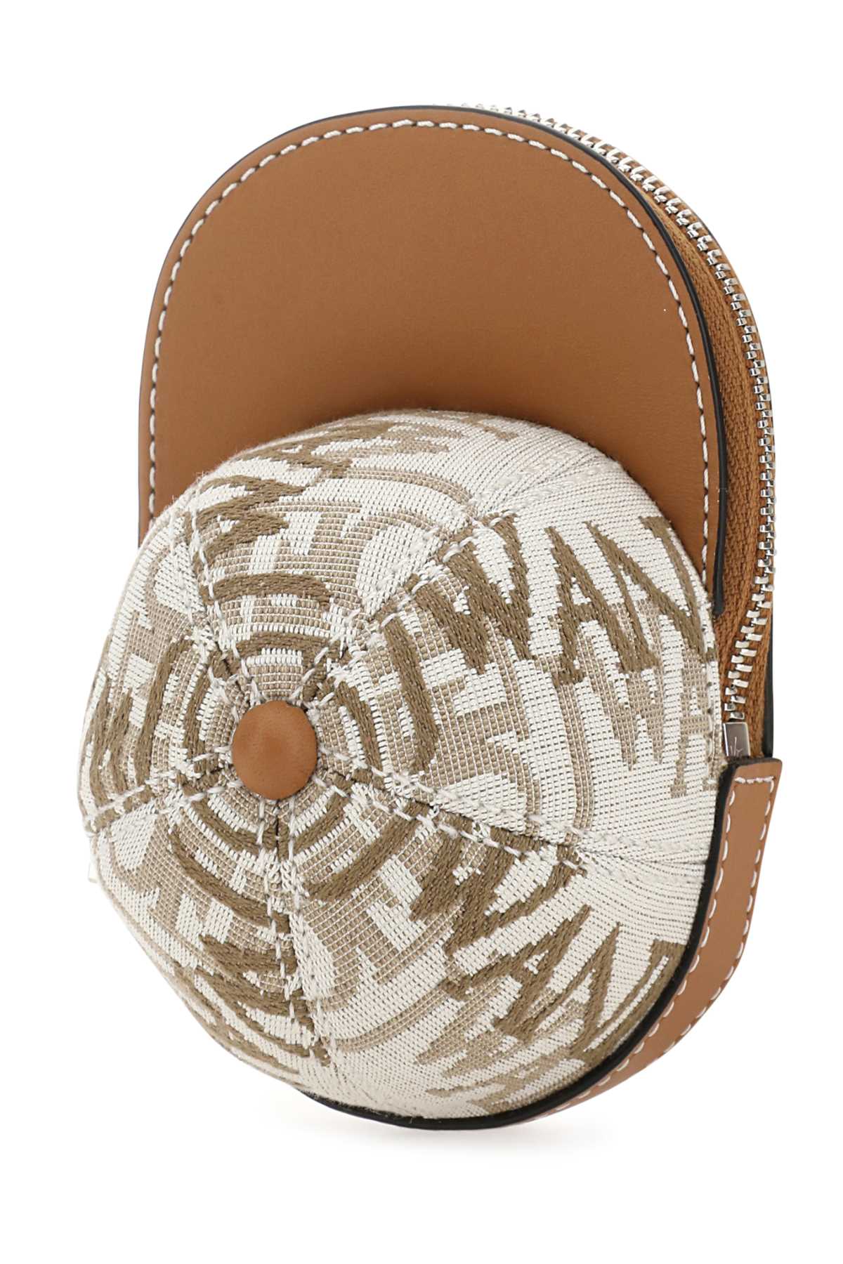 Jw Anderson Two-tone Canvas And Leather Nano Cap Crossbody Bag In Naturalpecan