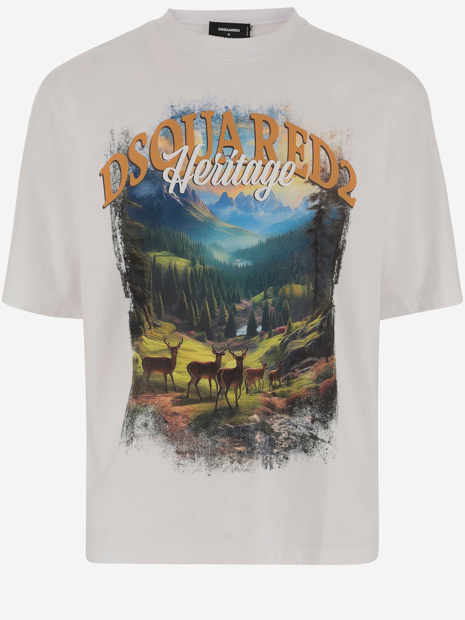 Dsquared2 Crew Neck Cotton T-shirt With Graphic Print In White
