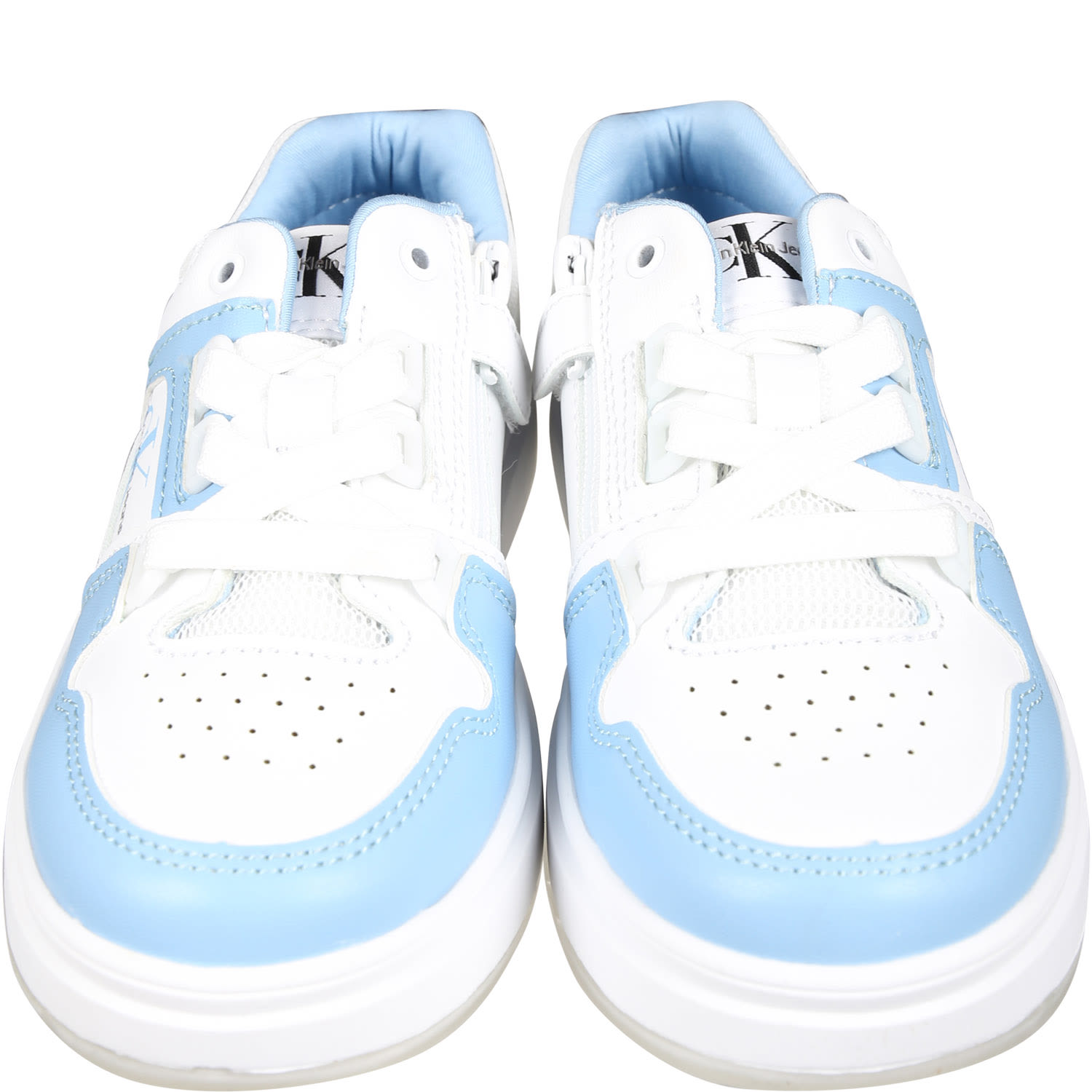 Shop Calvin Klein Light Blue Sneakers For Kids With Logo