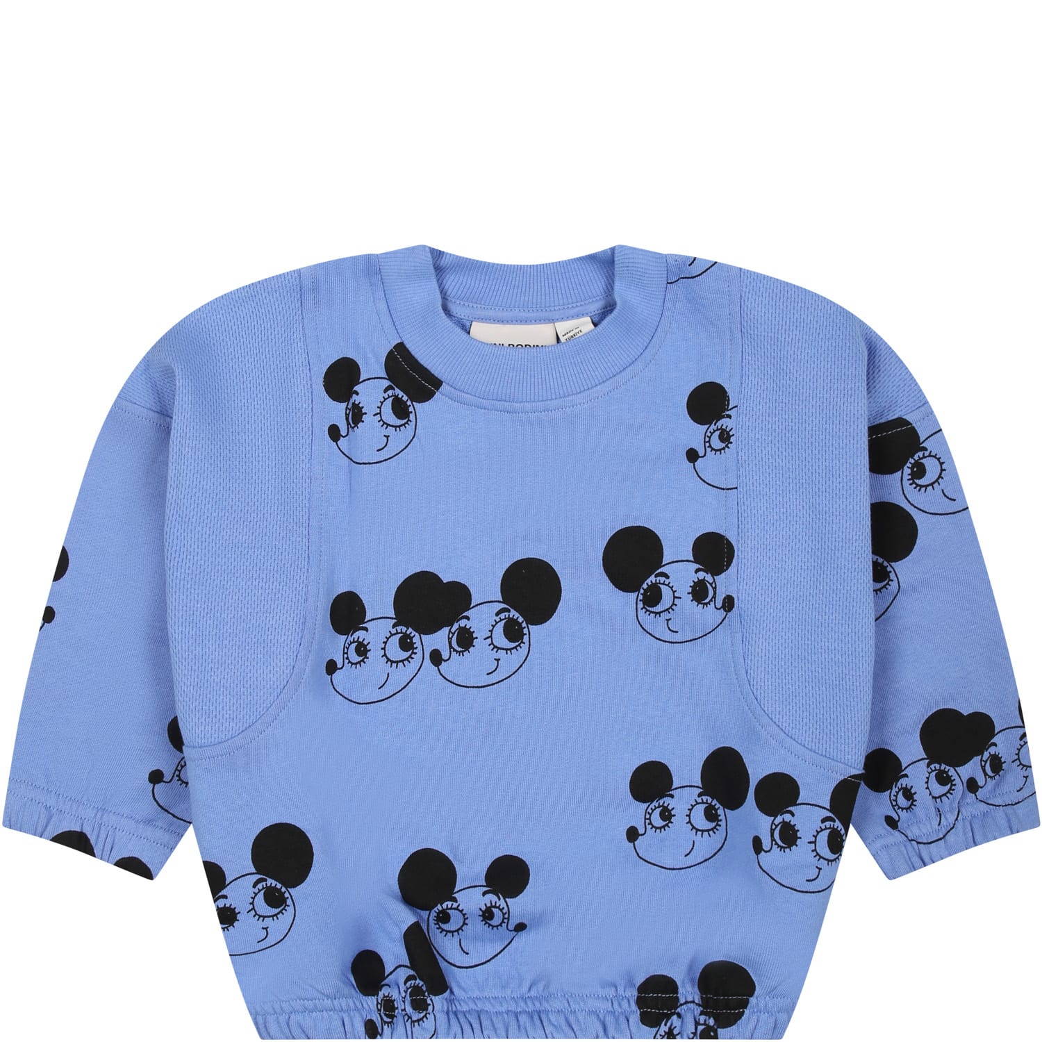Mini Rodini Light Blue Sweatshirt For Baby Boy With Mice