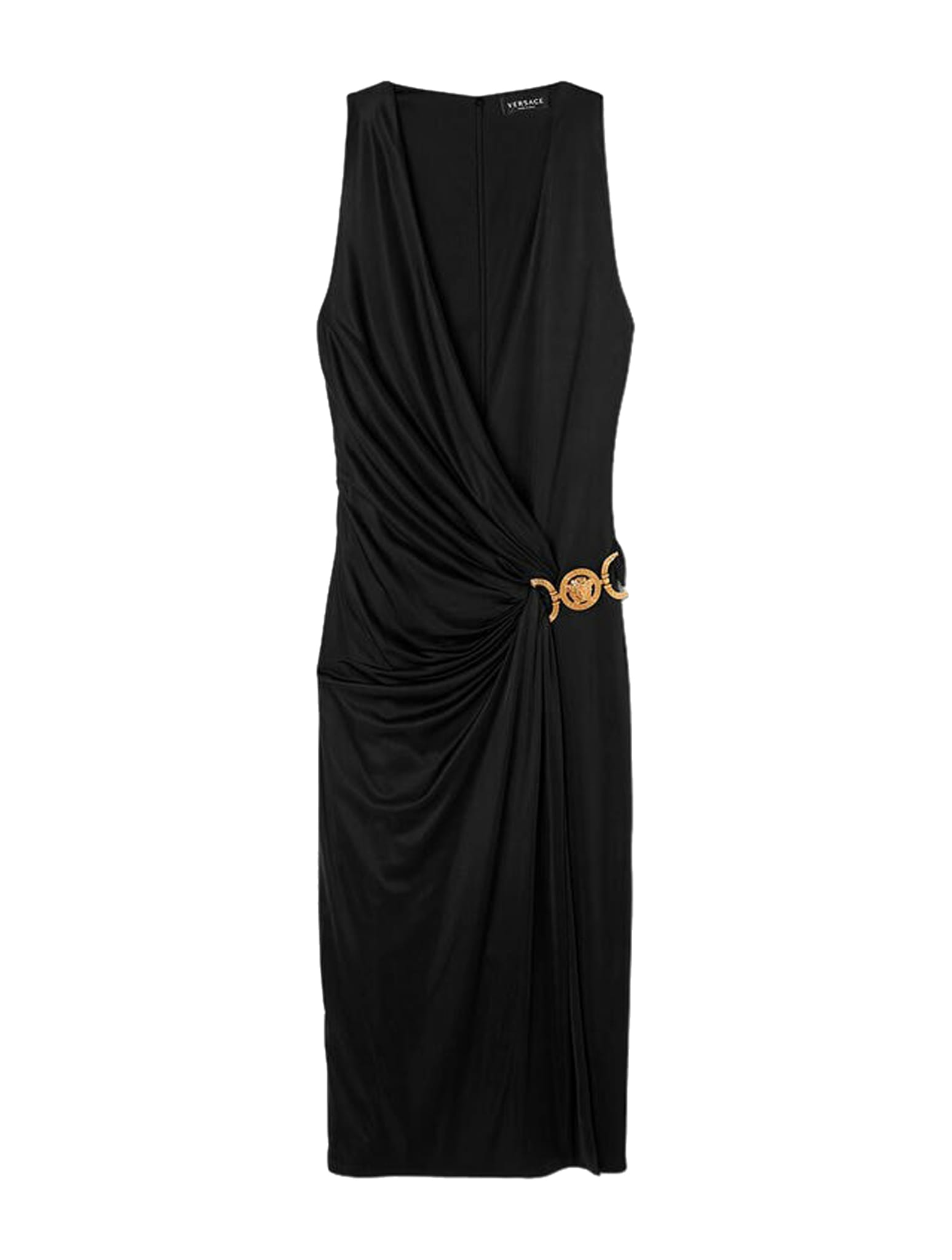 Shop Versace Dress Fabric Jersey In Black