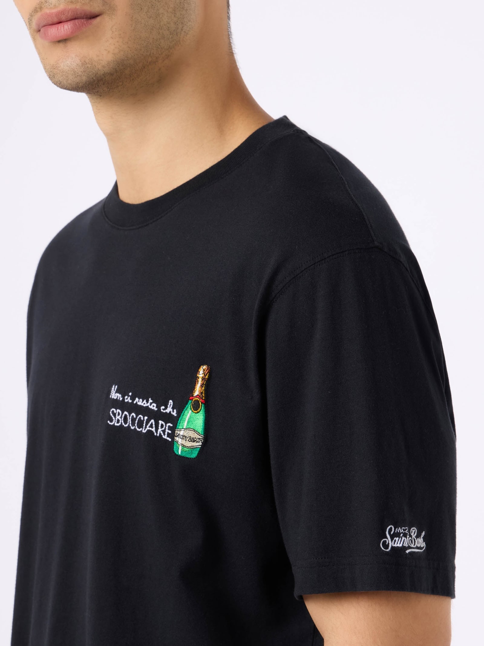 Mc2 Saint Barth T-shirt Classic Non Ci Resta Che Sbocciare In Black