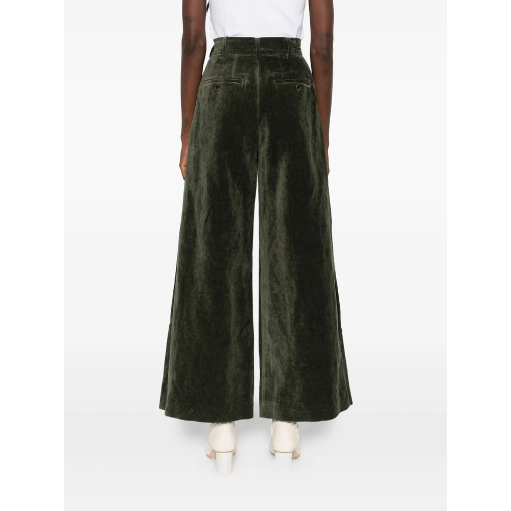 Uma Wang Pleated Velvet Trousers In Black