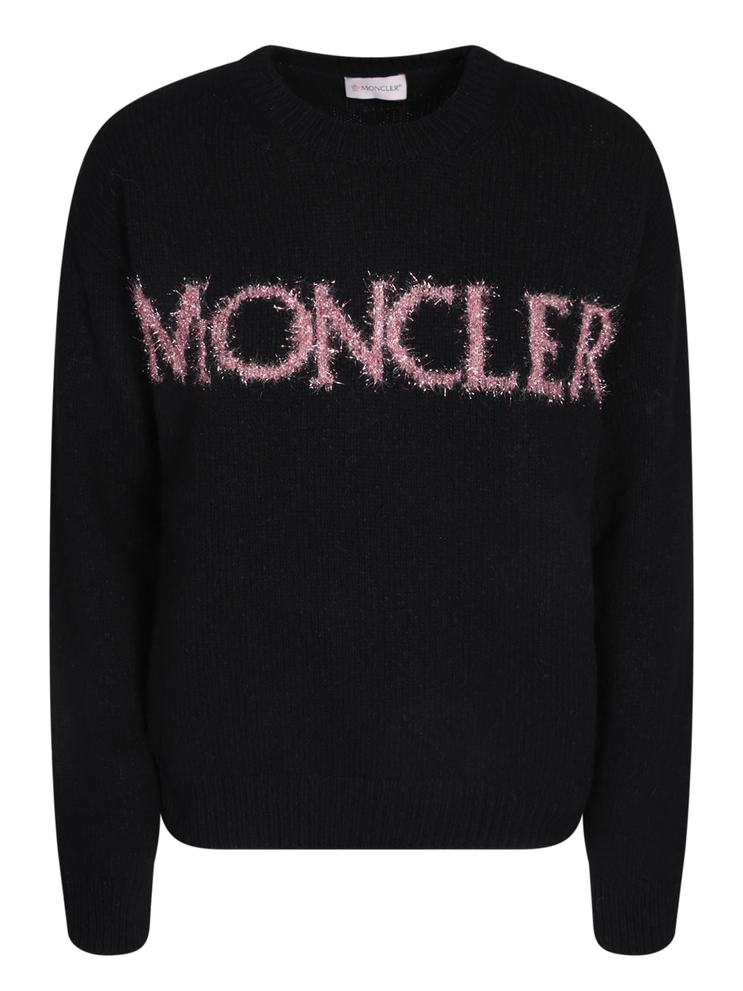 Moncler Logo Detailed Crewneck Knitted Jumper In Black