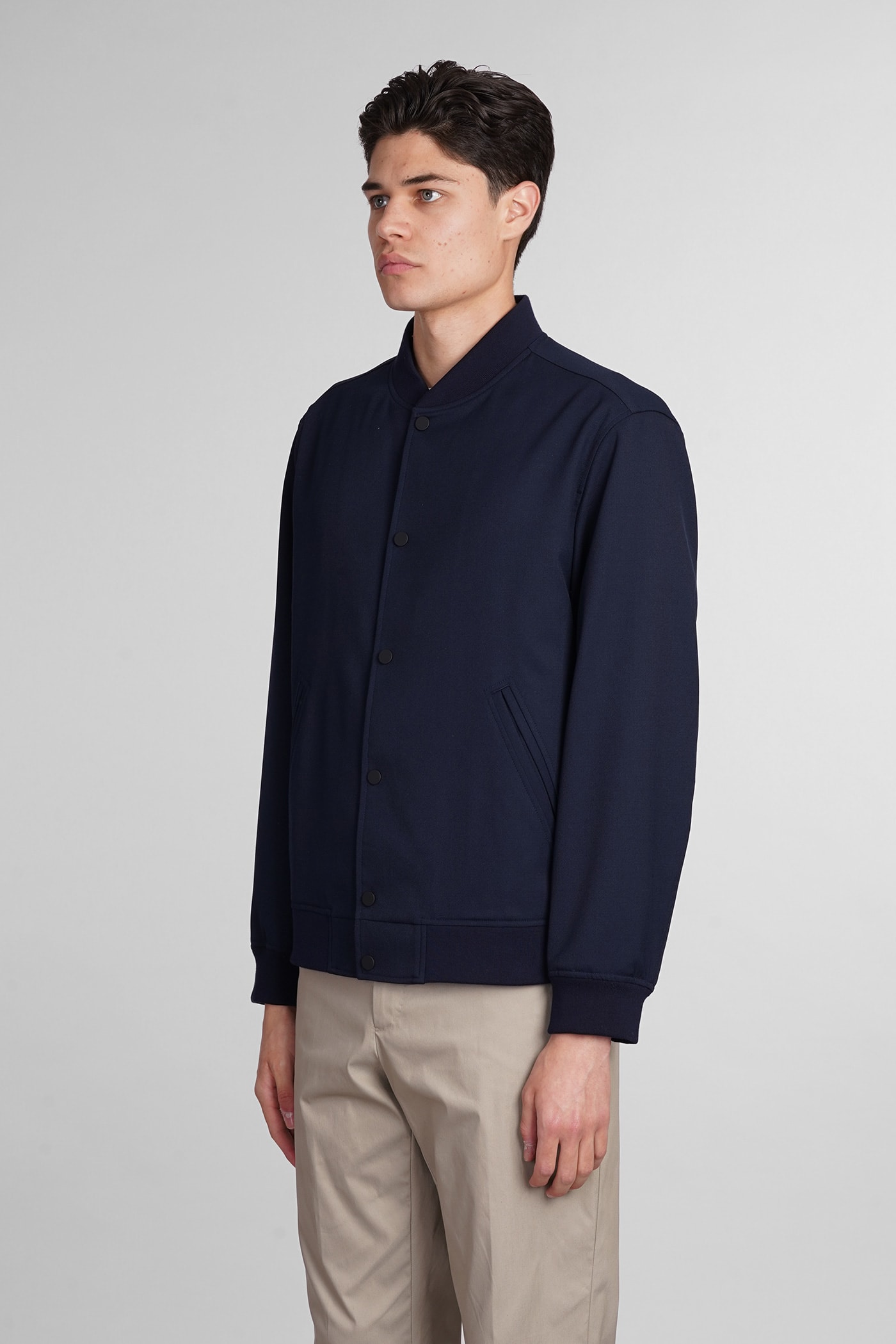Shop Theory Bomber In Blue Wool