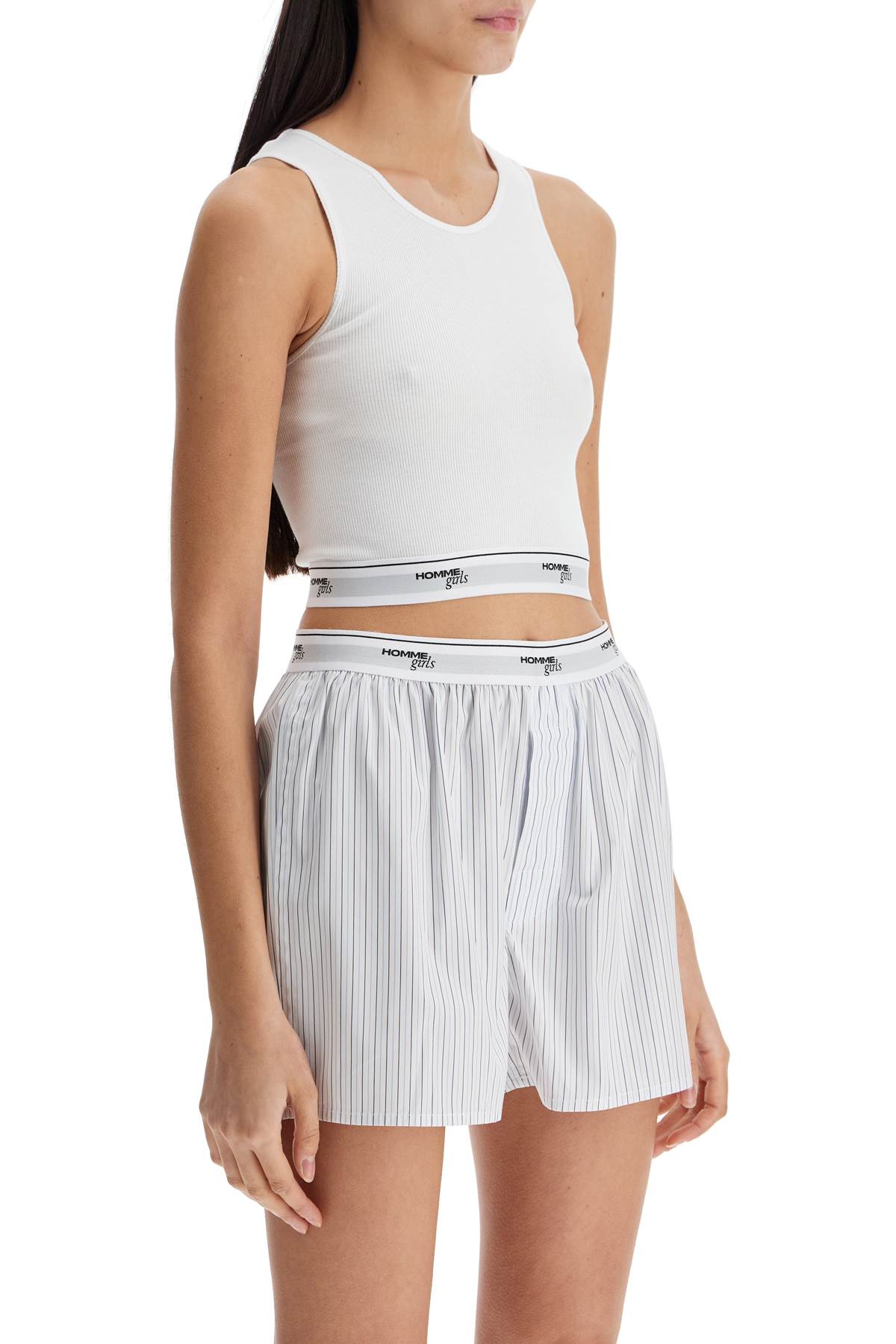 HOMMEGIRLS Logo Cropped Tank Top in White | Lyst