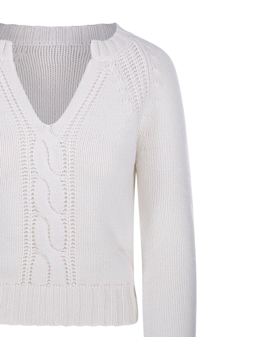Max Mara White Cashmere Cancan Sweater In White