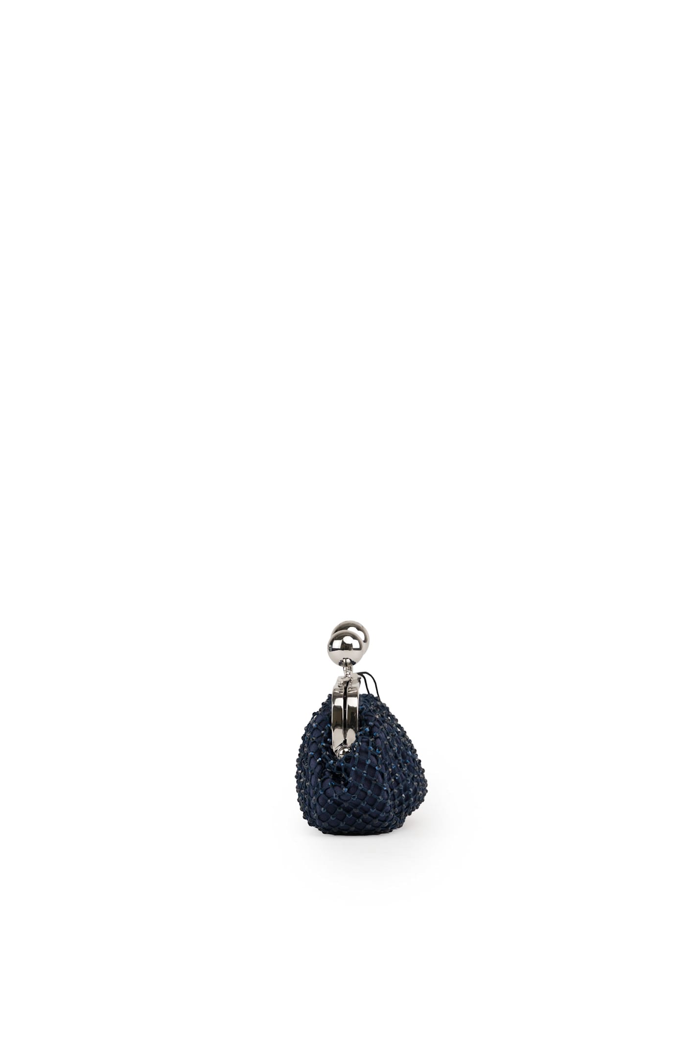 Shop Weekend Max Mara Pasticcino Nano Dilly Bag In Mesh And Rhinestones In Oltremare