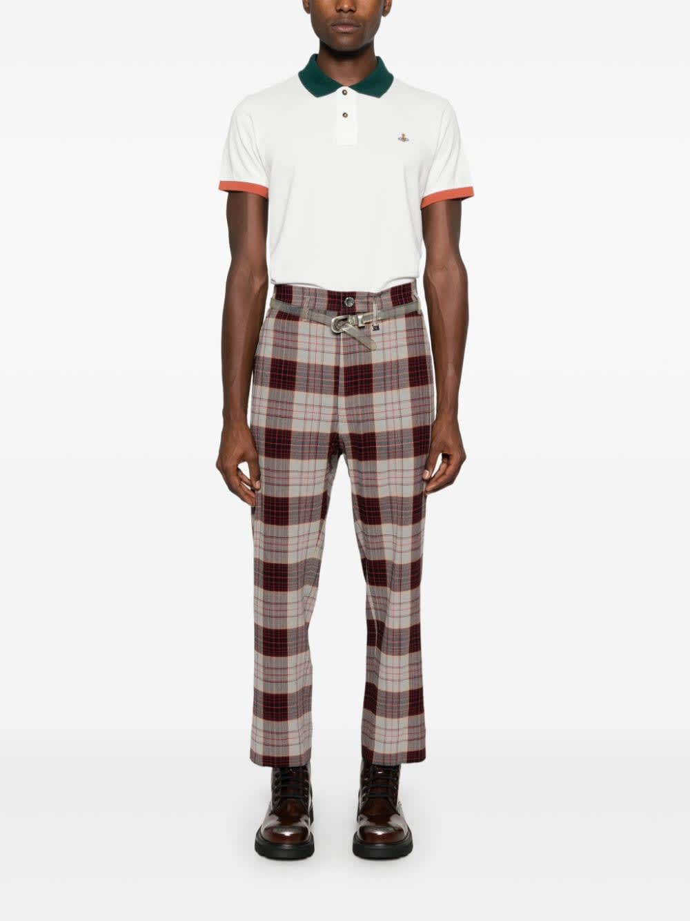 Vivienne Westwood Straight Checkered Slim Cut Trousers In Red