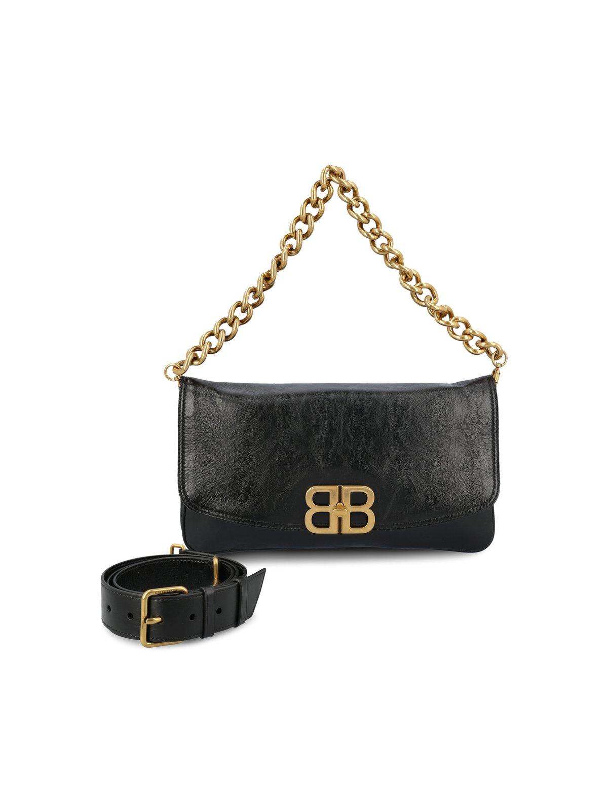 Shop Balenciaga Bb Soft Medium Flap Shoulder Bag In Black