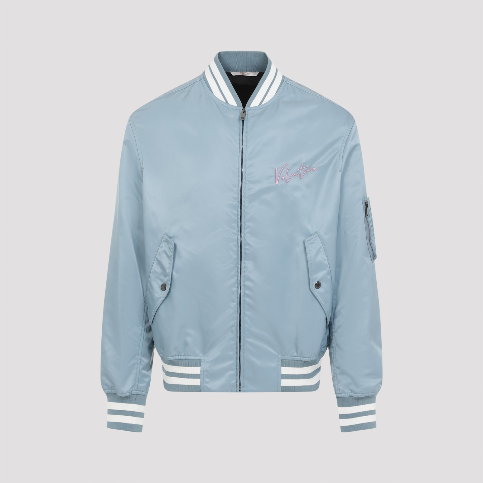 Shop Valentino Polyamide Bomber Jacket In Stone