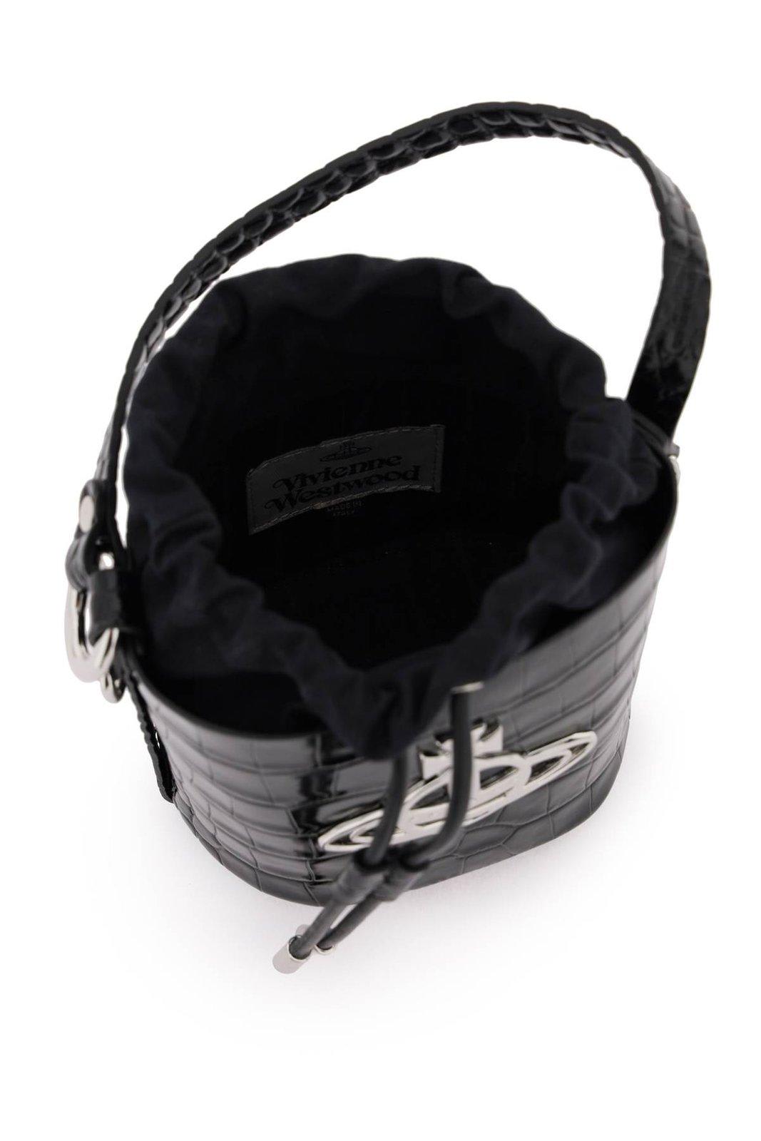 Shop Vivienne Westwood Daisy Embossed Bucket Bag In Black