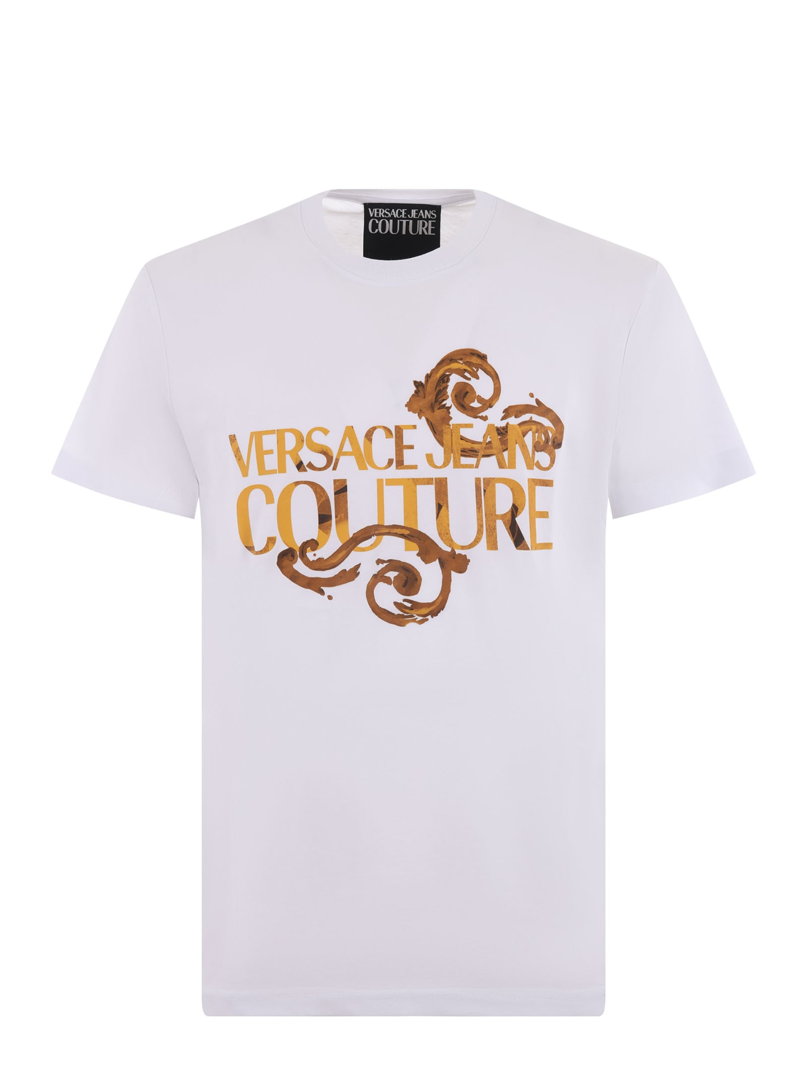 Shop Versace Jeans Couture T-shirt In Bianco/oro