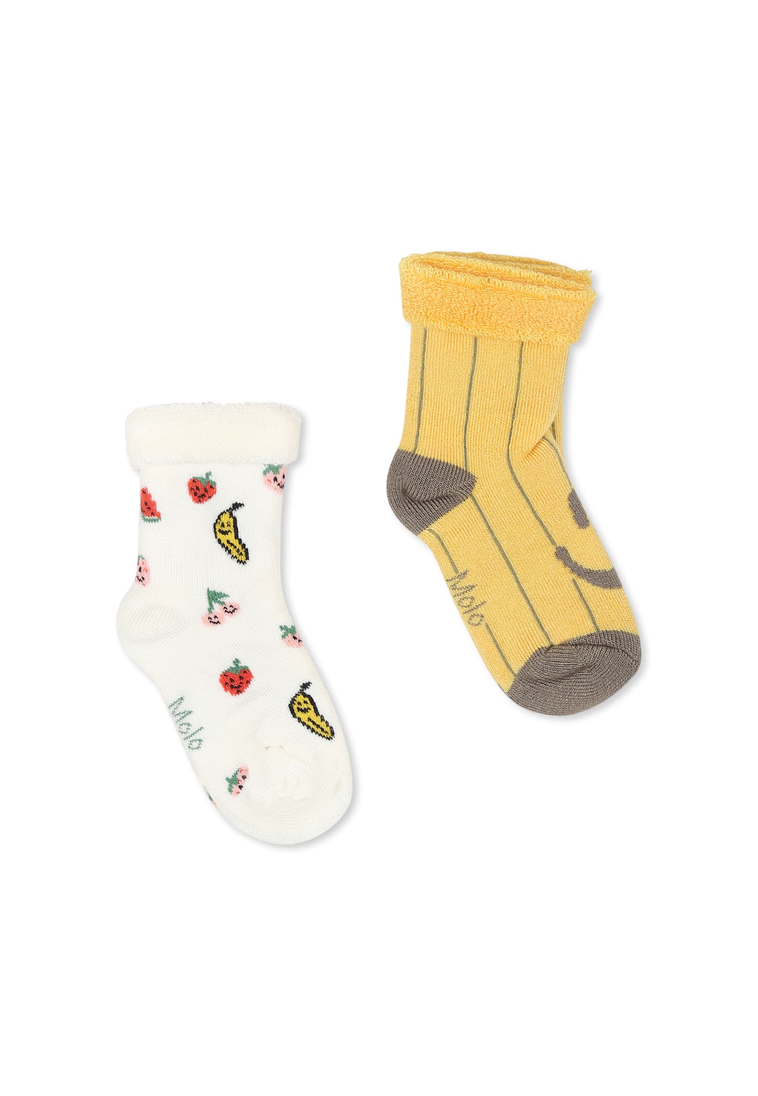 Molo Multicolor Terry Socks Set For Babykids With Smiley And Fruits In Multicolor