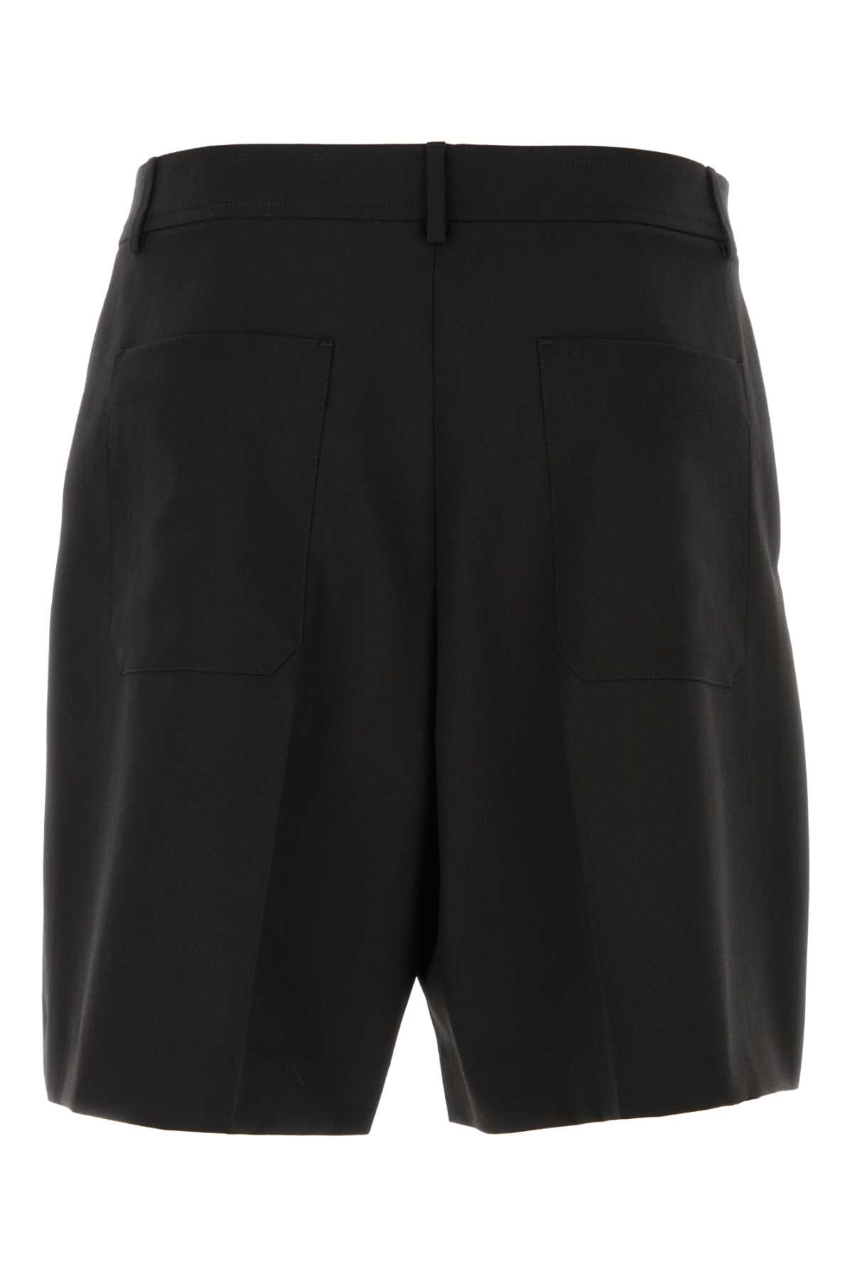 Shop Valentino Black Wool Bermuda Shorts In Nero