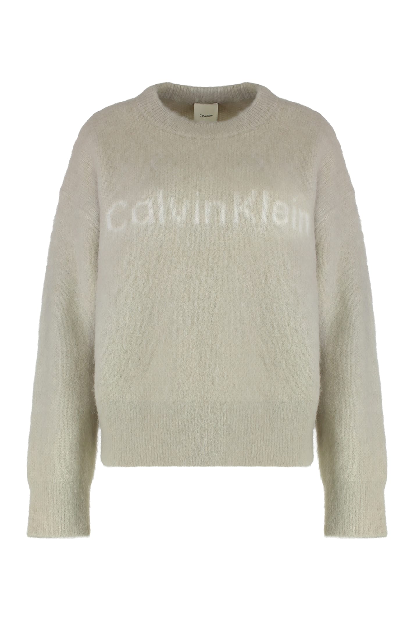 Calvin Klein Sweater In Blended Alpaca In Silver