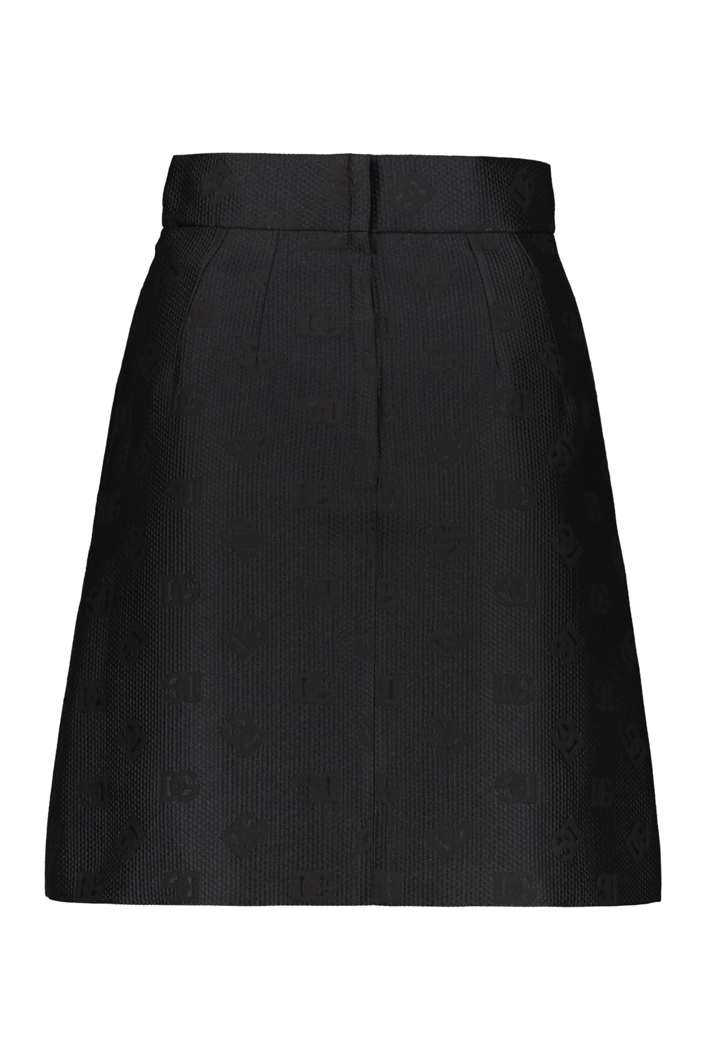 Shop Dolce & Gabbana Jacquard Motif Skirt In Black
