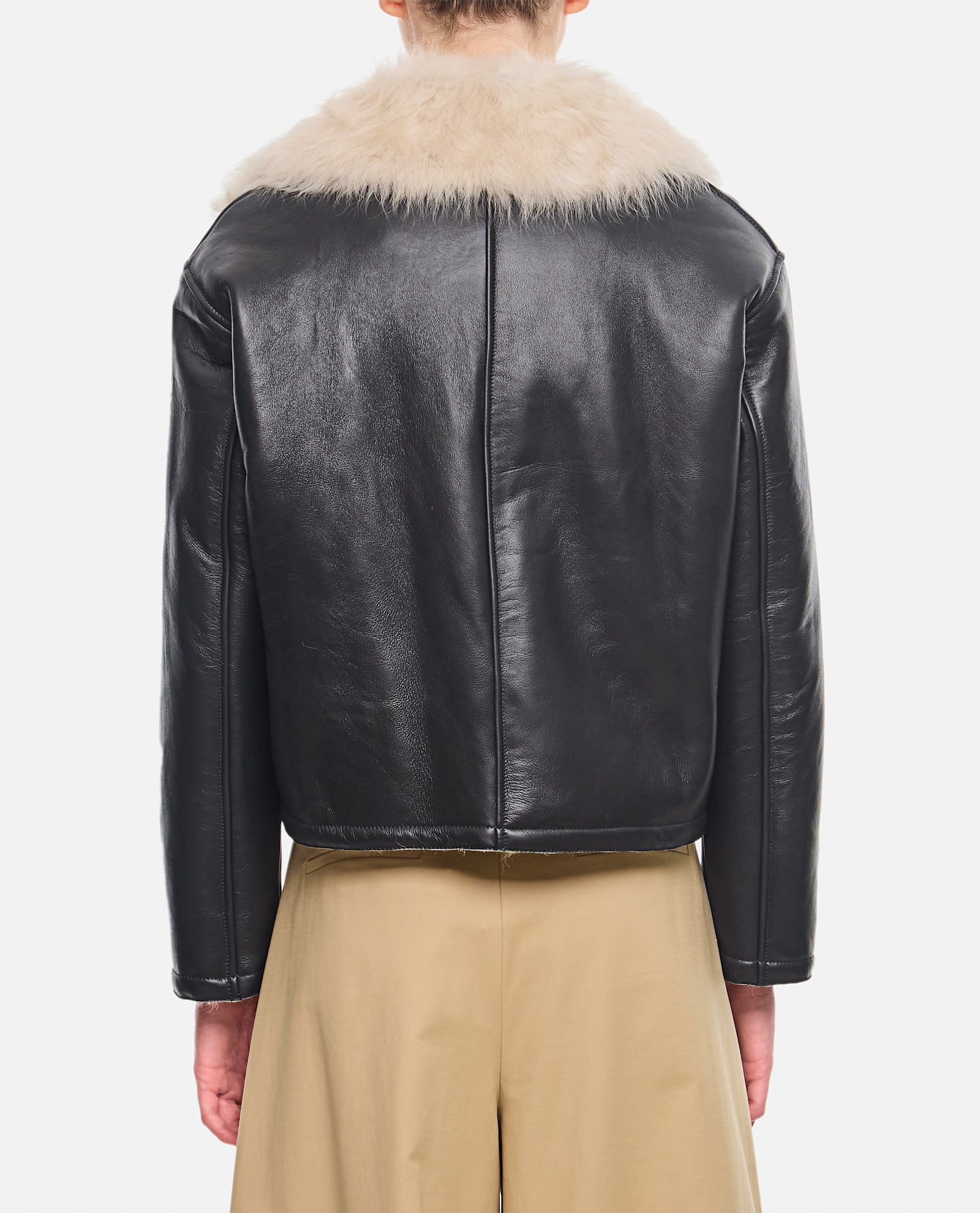 Shop Durazzi Milano Shearling Biker Jacket In Black