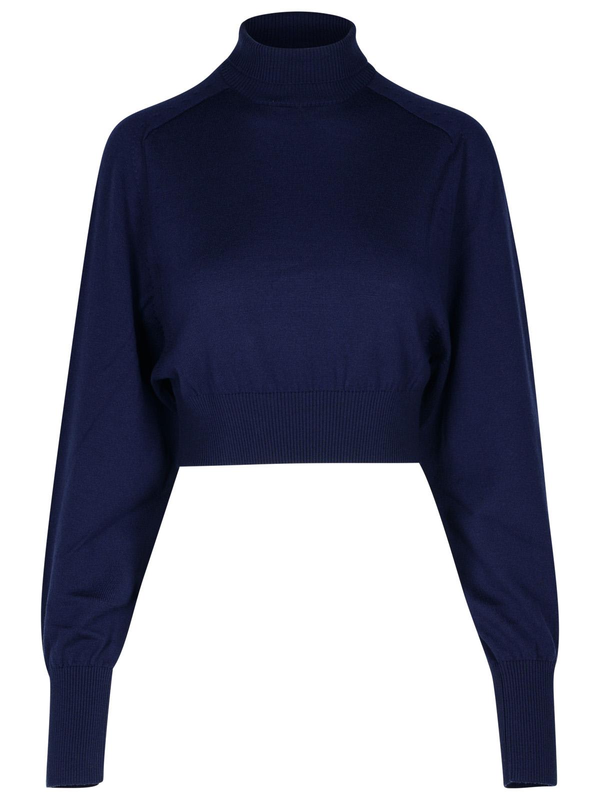 Shop Sportmax Ululato Blue Virgin Wool Turtleneck Sweater