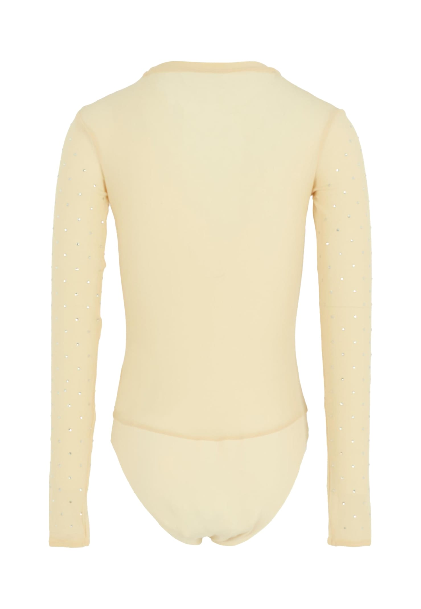 Pinko Crystal-embellishment Long-sleeve Bodysuit In Neutral