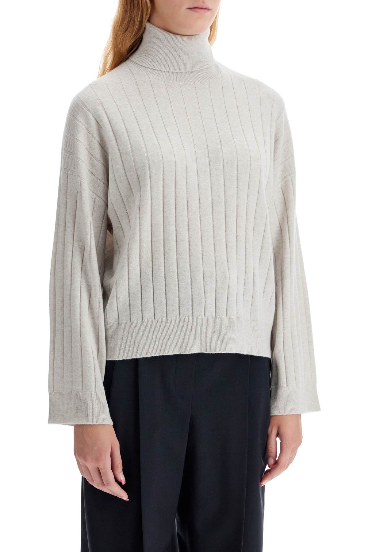 Shop Brunello Cucinelli High-neck Cashmere Pullover Sweater In Madreperla (beige)