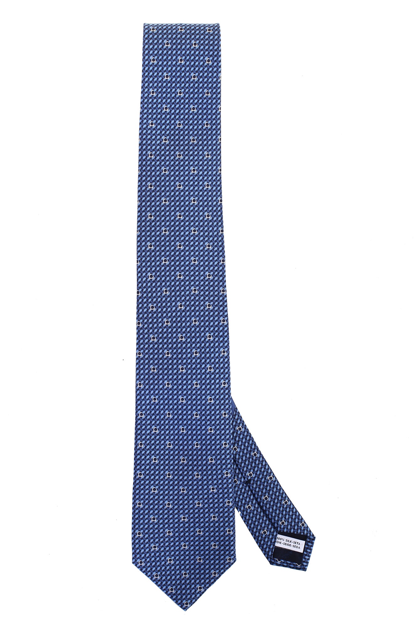 Ferragamo Salvatore Gancini Print Silk Tie In Blue