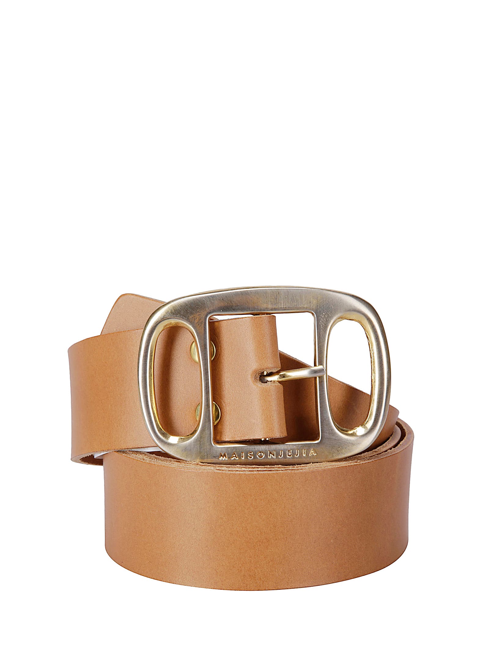 Jejia Leather Gold-tone Buckle Belt In Brown