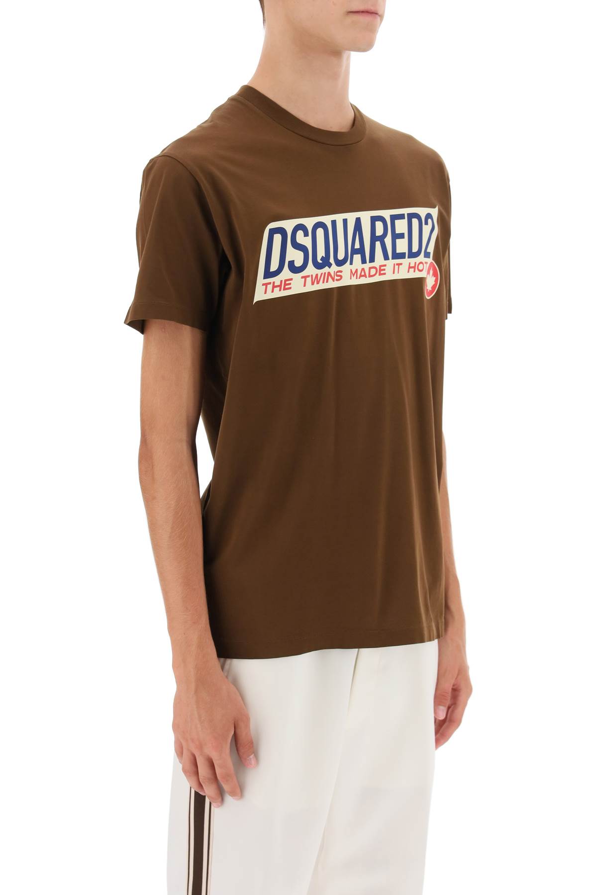 Shop Dsquared2 Cool Fit Printed Tee In Brown Stone (brown)