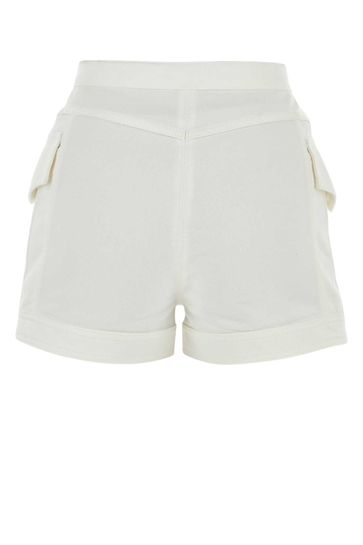 Balmain White Denim Shorts In 0fablanc