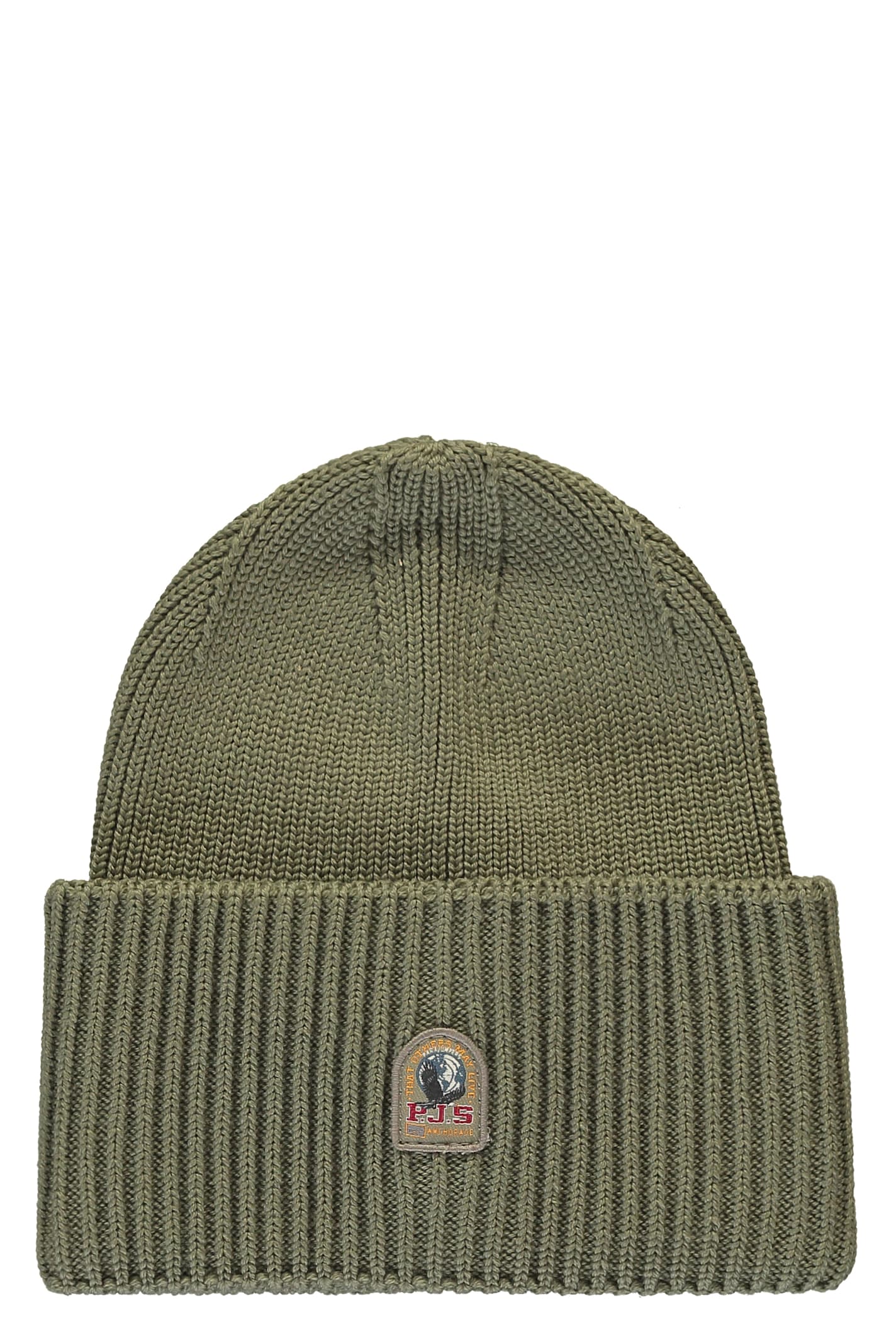 Parajumpers Beret In Olive Green Knit For Winter In Green