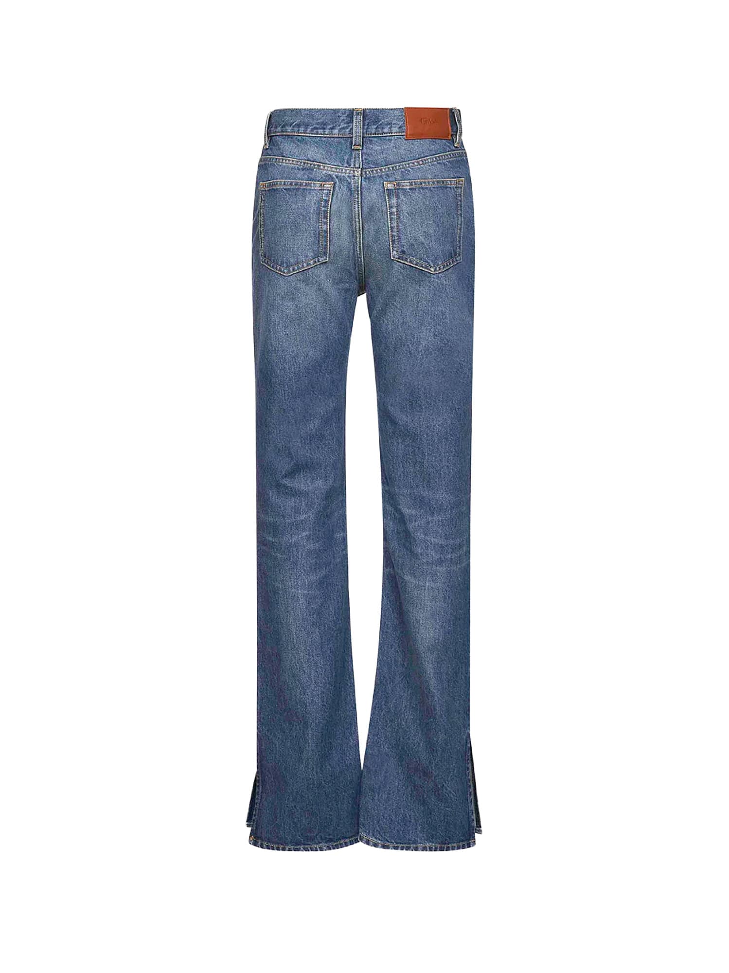 Chloé Tailored Denim Trousers Featuring Side Slits In Blue