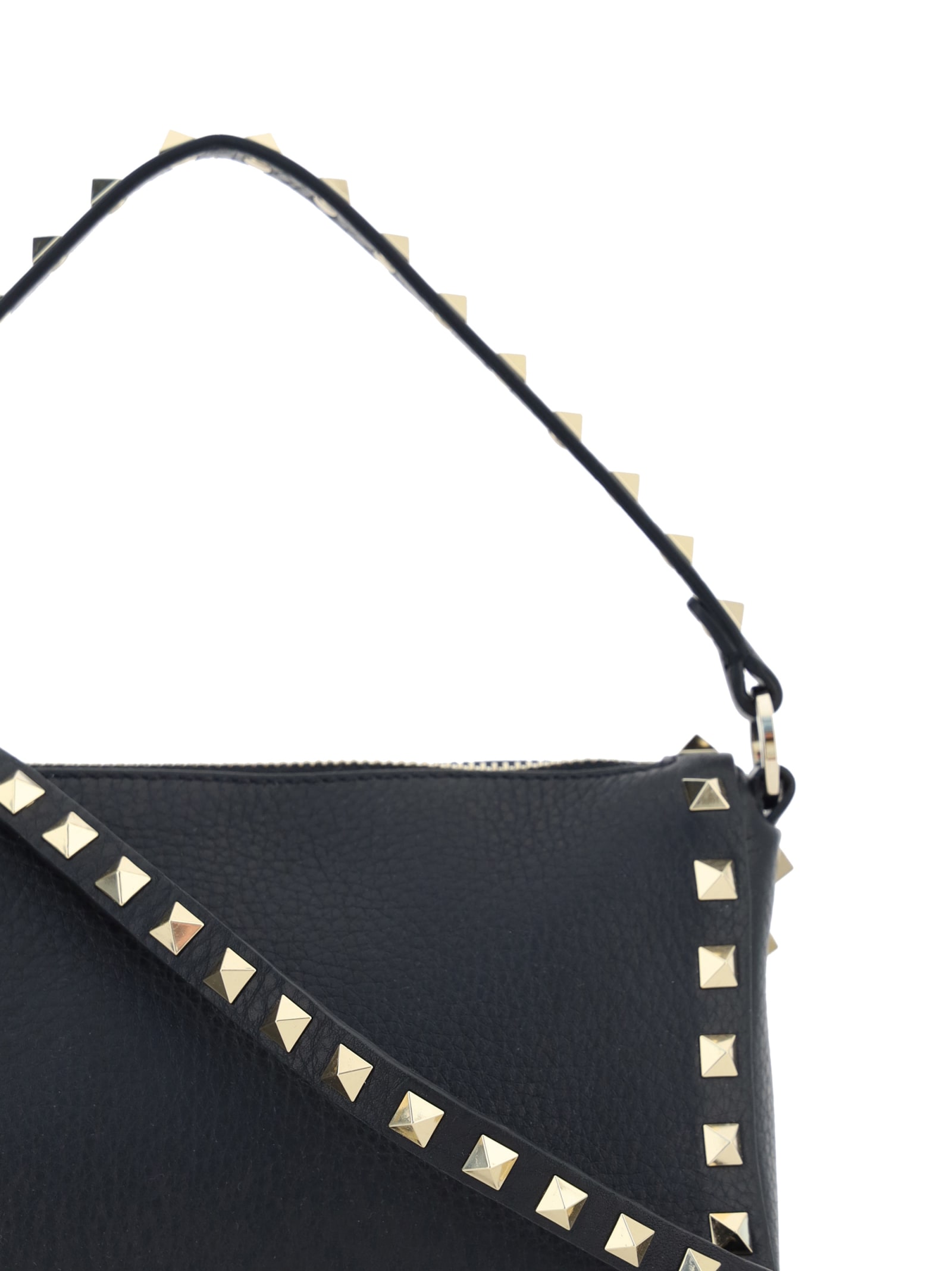 Shop Valentino Small Rockstud Shoulder Bag In Black