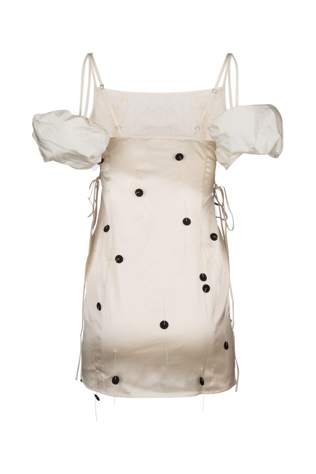 Shop Jacquemus Puffed Sleeve Mini Dress In White