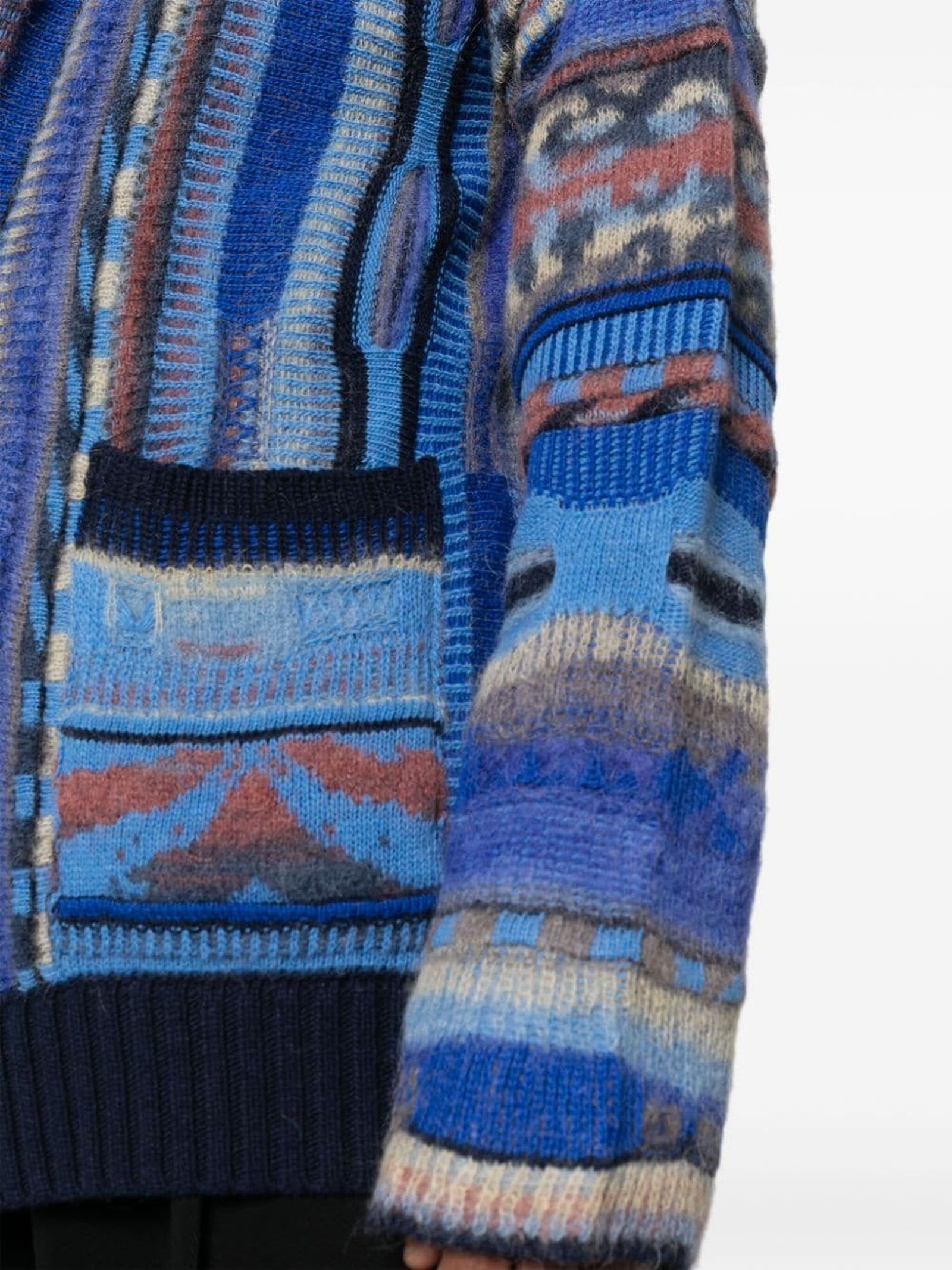 Shop Laneus Blue Wool Blend Cardigan In Variante