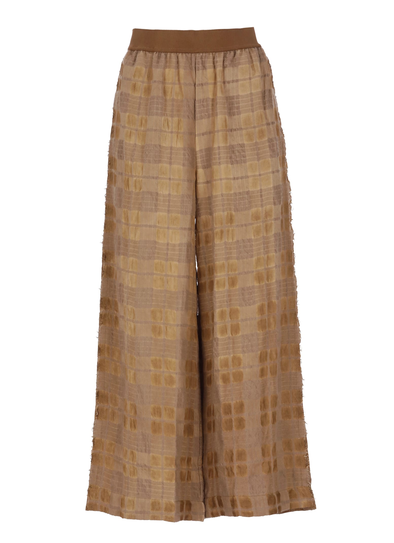 Uma Wang Wide Leg Trousers Elastic Waistband In Brown