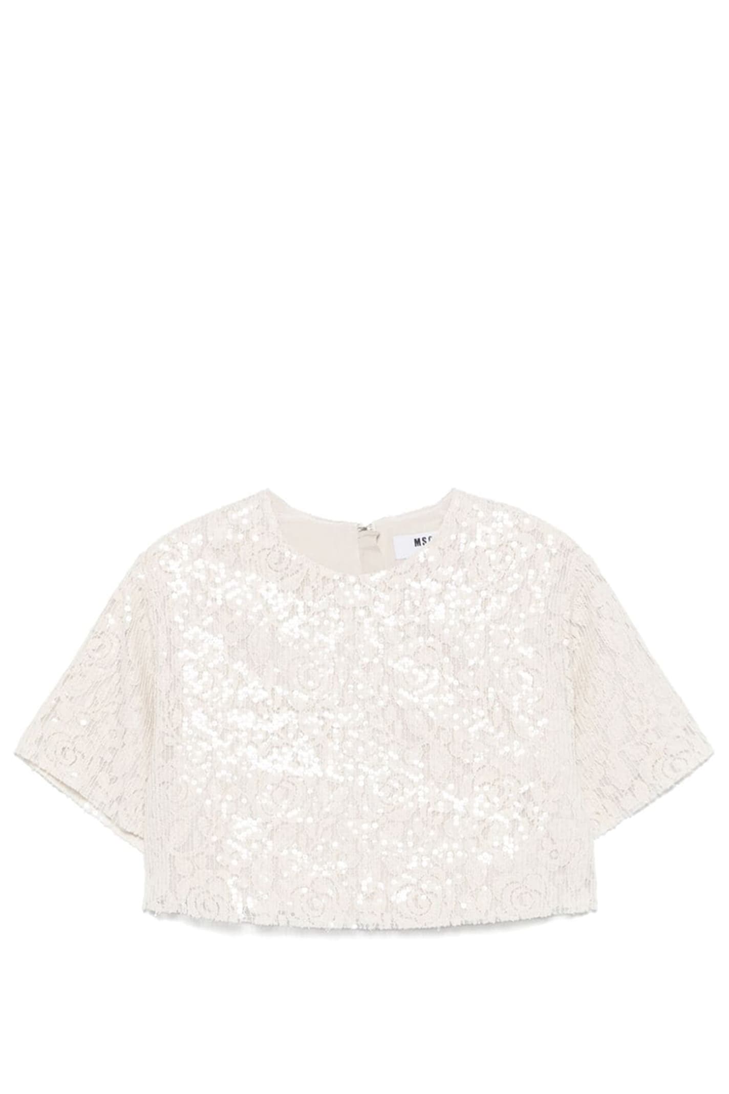 Shop Msgm Top In Beige