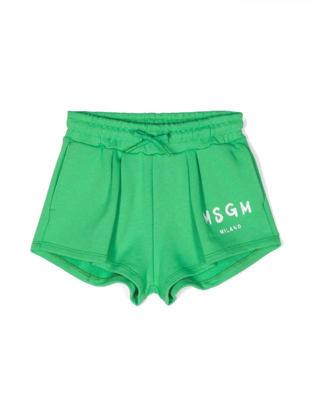 Msgm Kids' Shorts Con Logo In Green