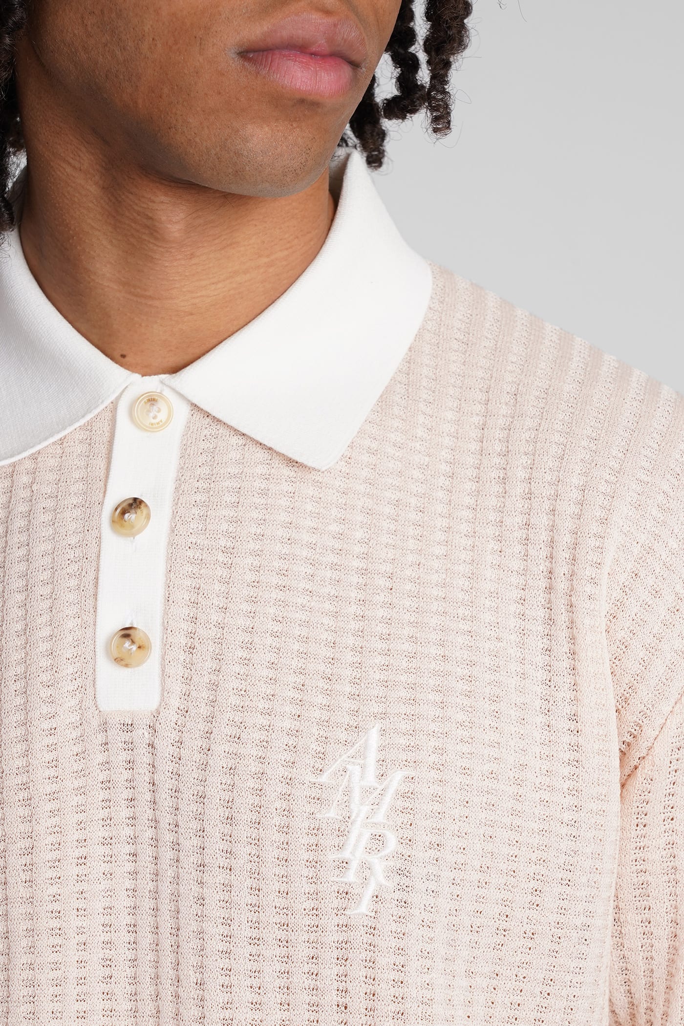 Shop Amiri Polo In Rose-pink Cotton