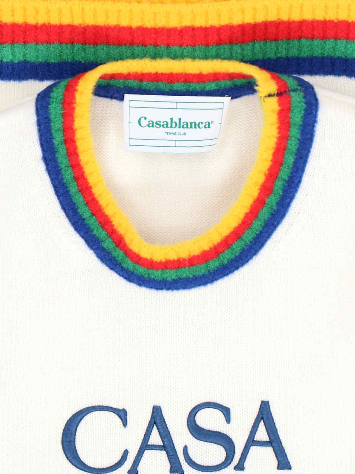 Shop Casablanca Heart Boucle Sweater In White