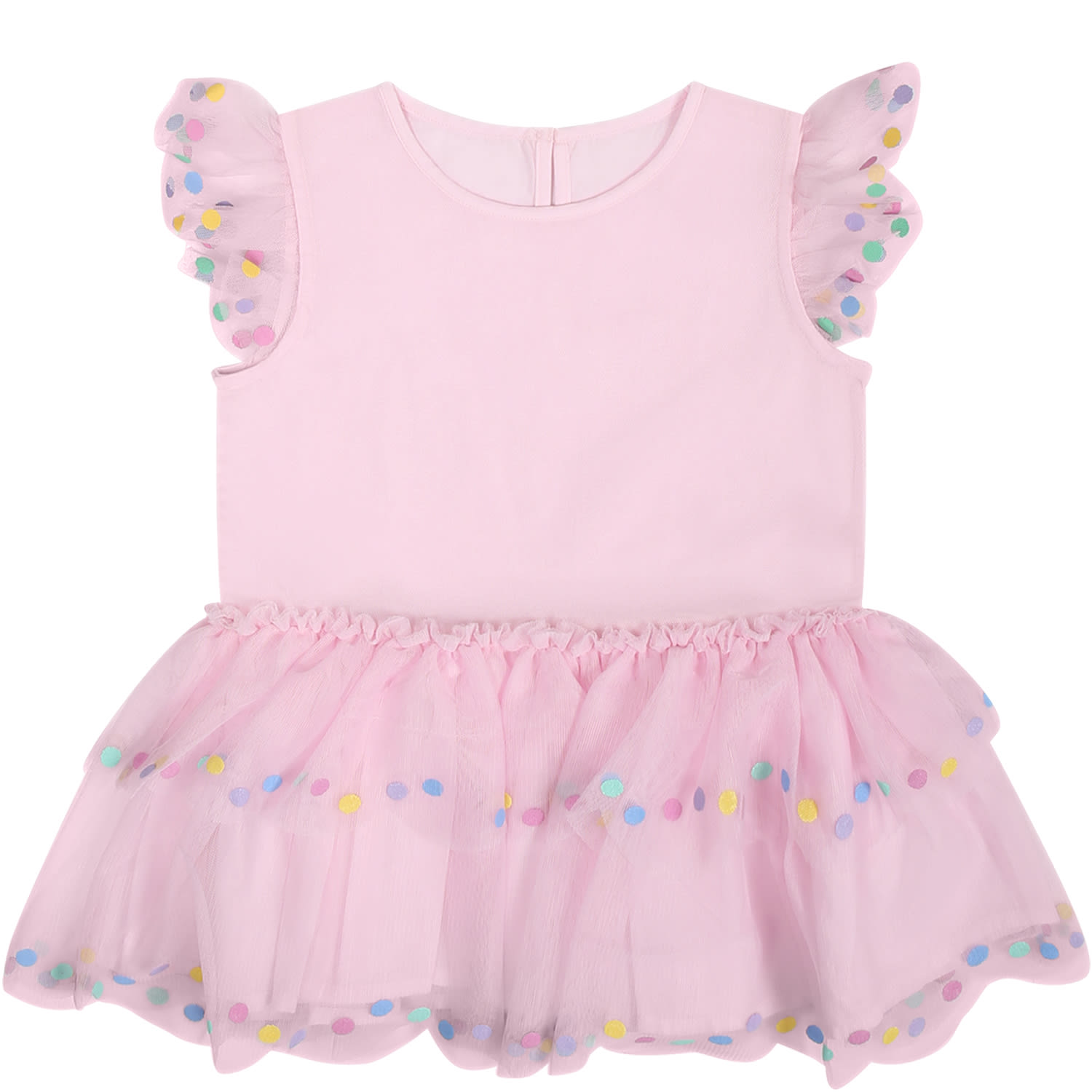 Stella Mccartney Kids' Pink Dress For Baby Girl With Polka Dots