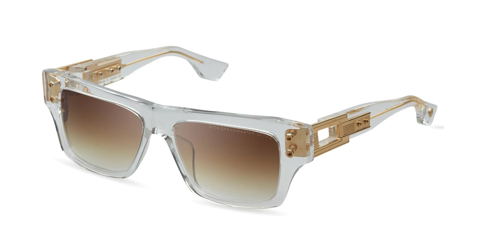 Shop Dita Grandmaster Seven - Crystal / Gold Sunglasses In Transparent/gold
