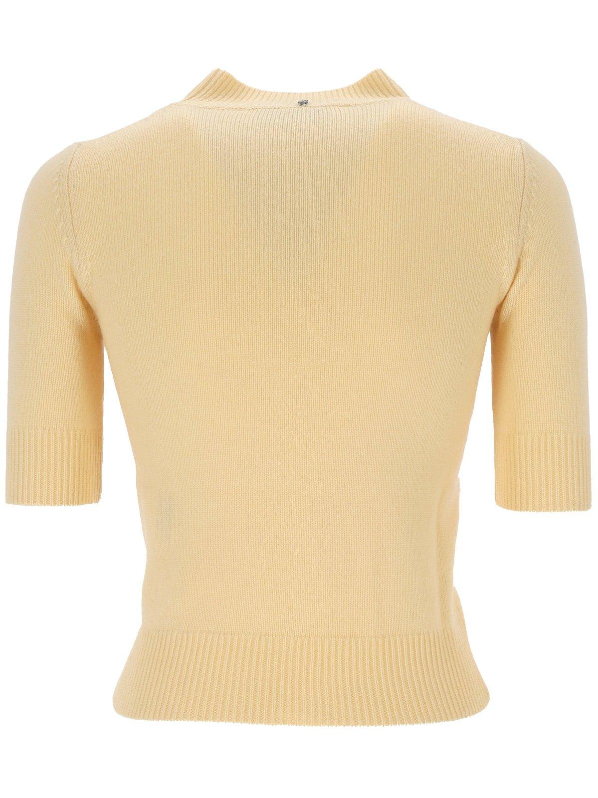 Sportmax Short-sleeve Knit Top In Avorio